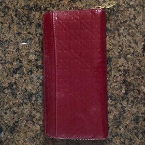 Red Oatent Leather Coach long wallet
